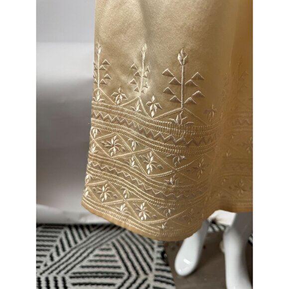 Vintage Levante Womens Silk Embroidered Midi Skirt Size 14 Cream Made In China - Picture 5 of 16